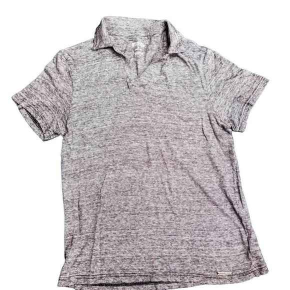 Michael Kors Black and White Short Sleeve Polo Shirt Linen Blend - Picture 3 of 7